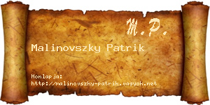 Malinovszky Patrik névjegykártya